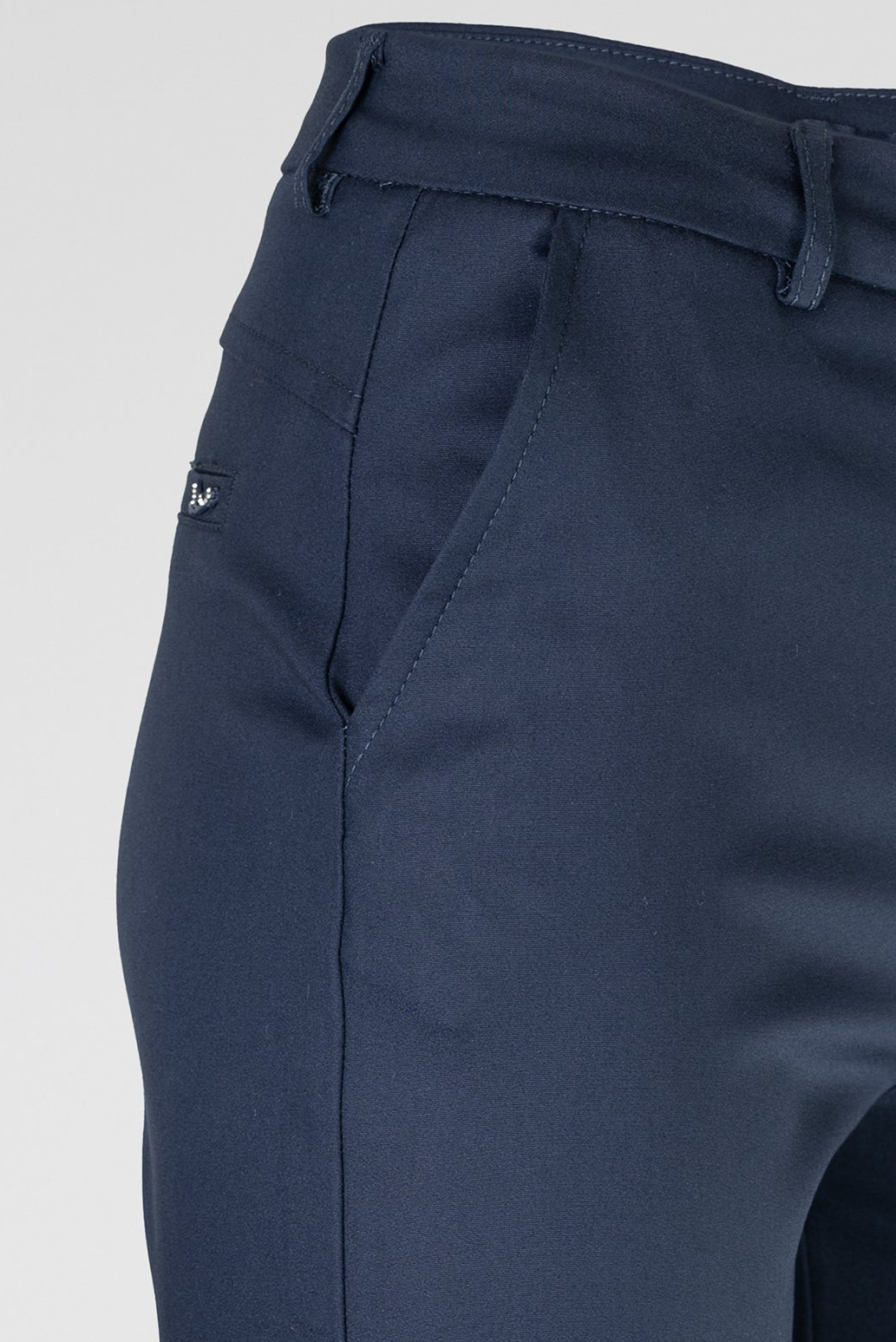 Дамски тъмносин панталон с права кройка и висока талия – Navy Tailored Pants