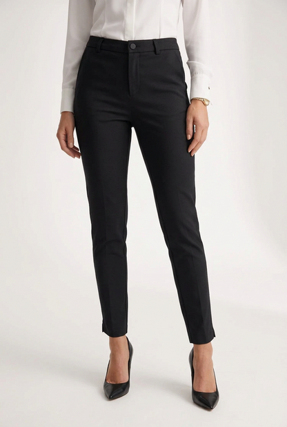 Дамски черен панталон с права кройка и висока талия – Black Tailored Pants