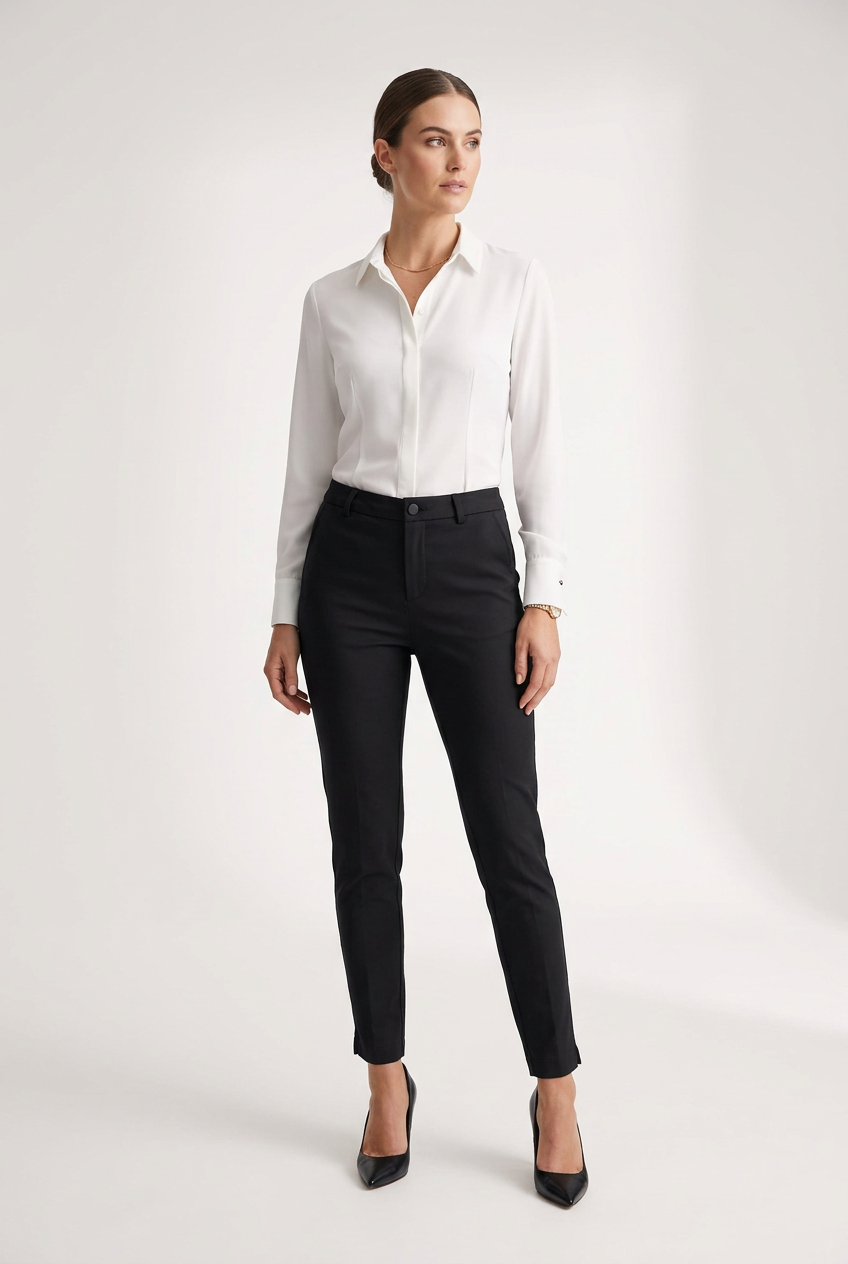 Дамски черен панталон с права кройка и висока талия – Black Tailored Pants
