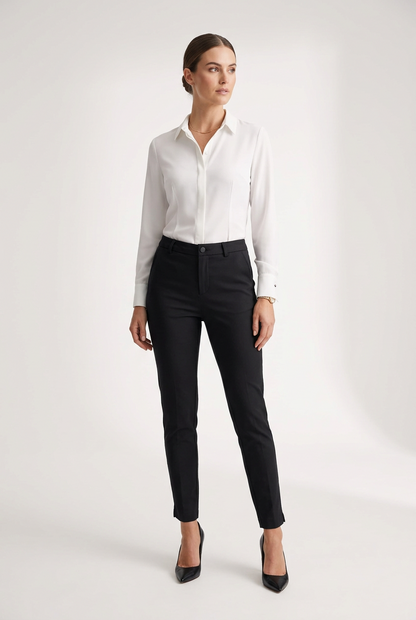 Дамски черен панталон с права кройка и висока талия – Black Tailored Pants