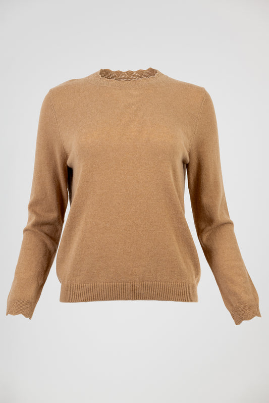 Дамски вълнен пуловер с ажурни детайли – Wool Edge