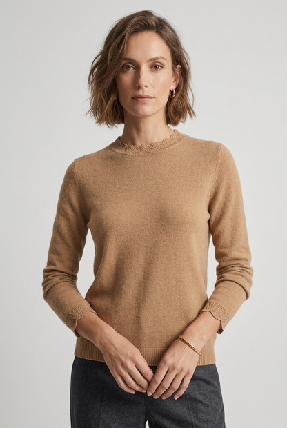Дамски вълнен пуловер с ажурни детайли – Wool Edge