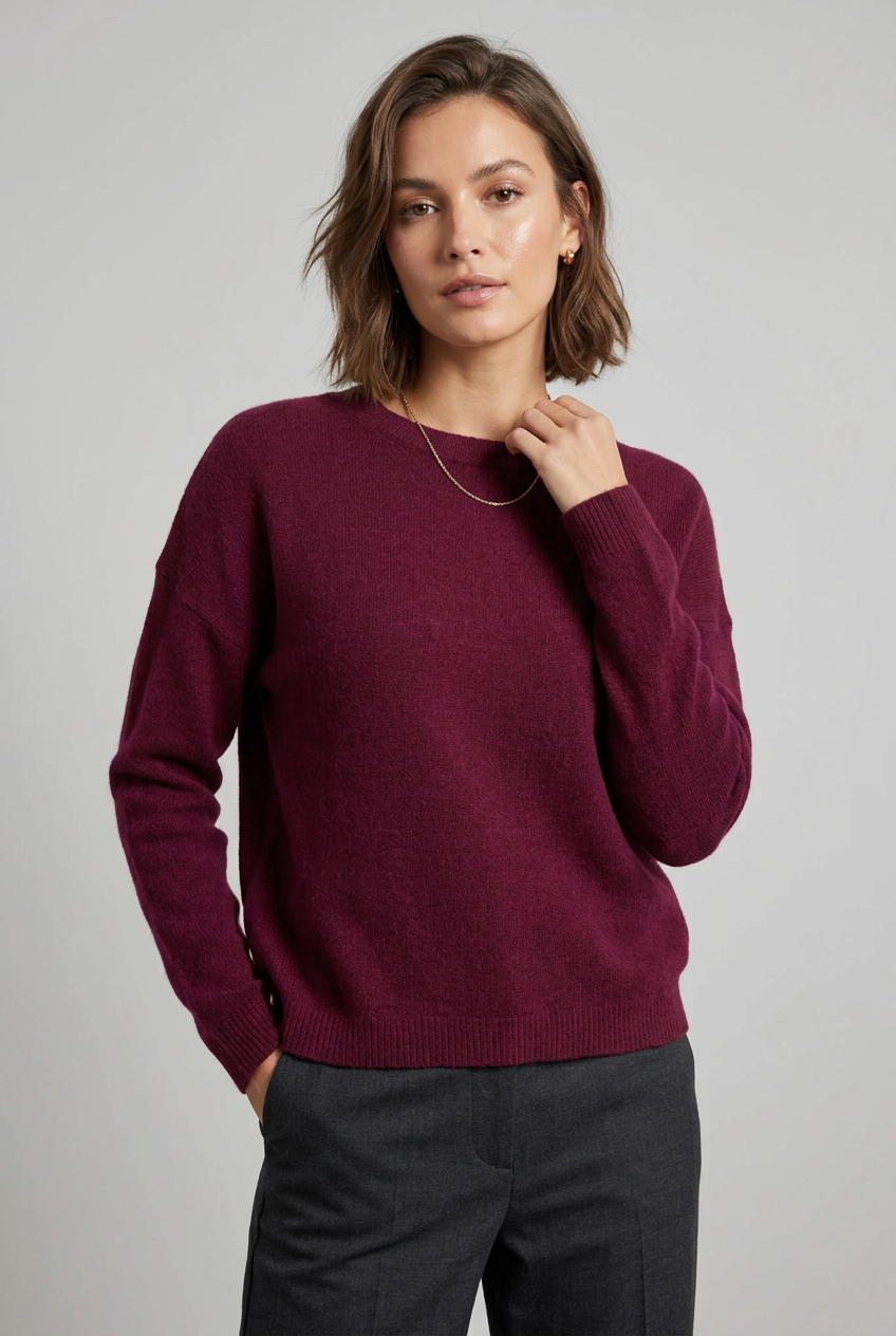 Дамски пуловер от 100% мериносова вълна – Merino Burgundy