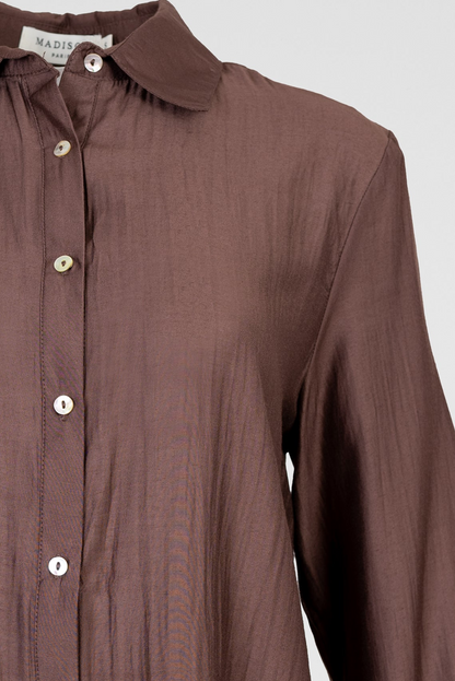 Дамска риза от вискоза в цвят шоколадово кафяво – Coffee Shirt