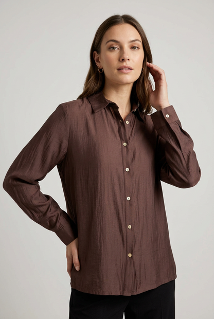 Дамска риза от вискоза в цвят шоколадово кафяво – Coffee Shirt