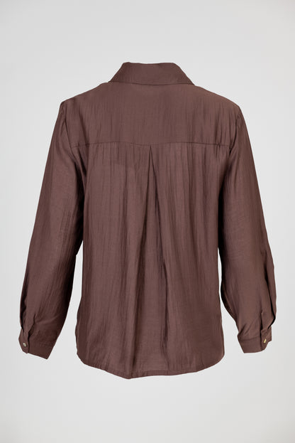 Дамска риза от вискоза в цвят шоколадово кафяво – Coffee Shirt