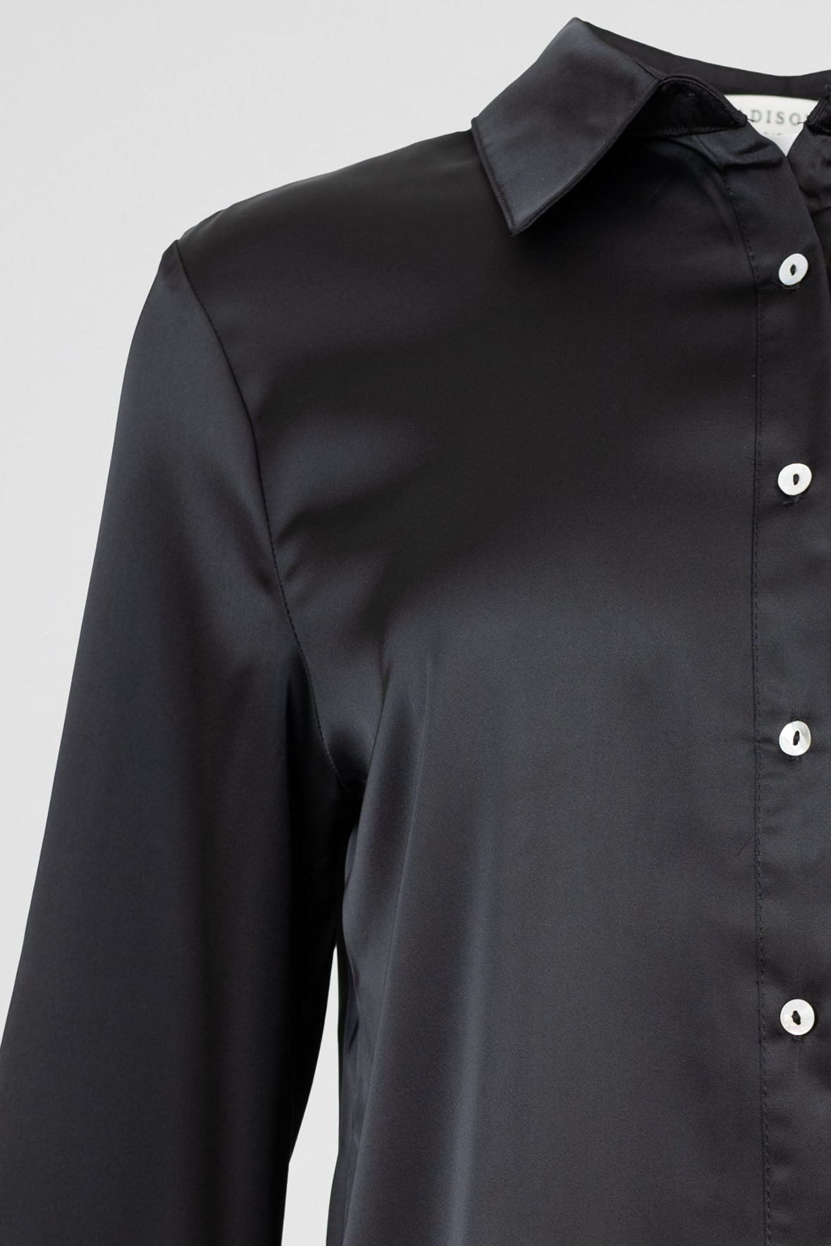 Дамска сатенена риза в черно – Black Satin Elegance