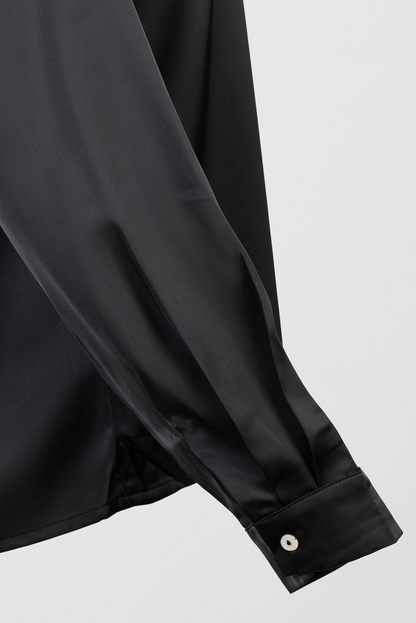 Дамска сатенена риза в черно – Black Satin Elegance