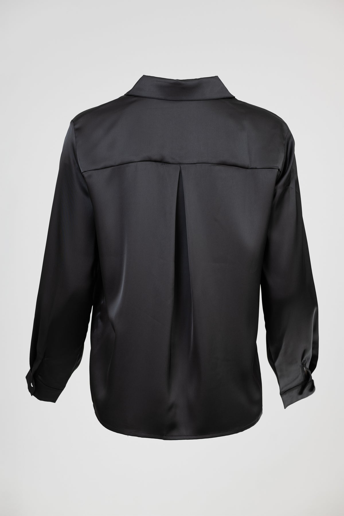 Дамска сатенена риза в черно – Black Satin Elegance
