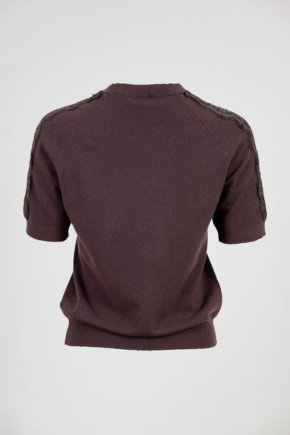Дамска блуза фино плетиво с дантела на раменете – Cocoa Lace Knit