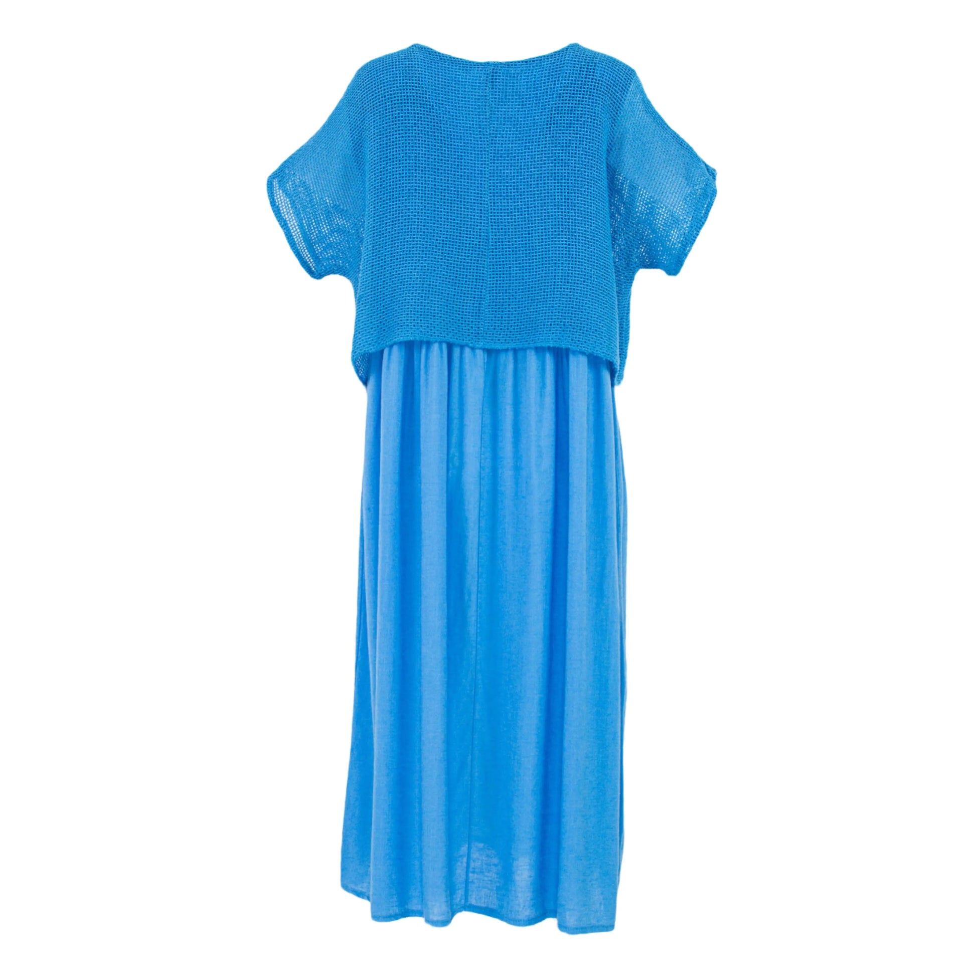 Лятна синя рокля Blue Breeze с ефирна материя – 6sense.bg

