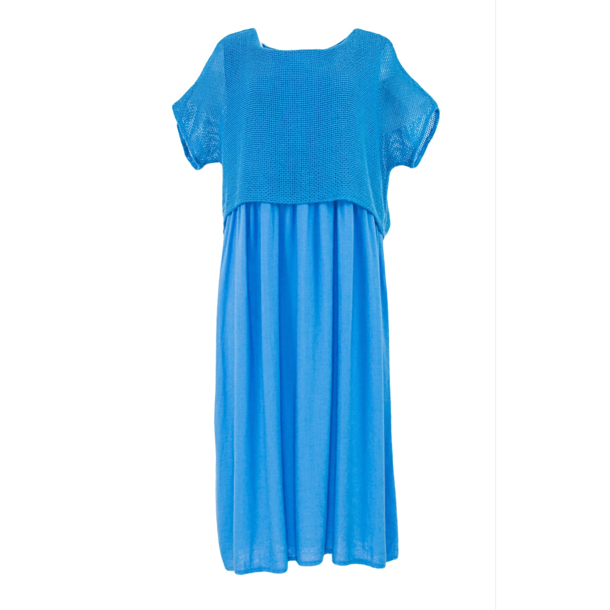 Лятна синя рокля Blue Breeze с ефирна материя – 6sense.bg

