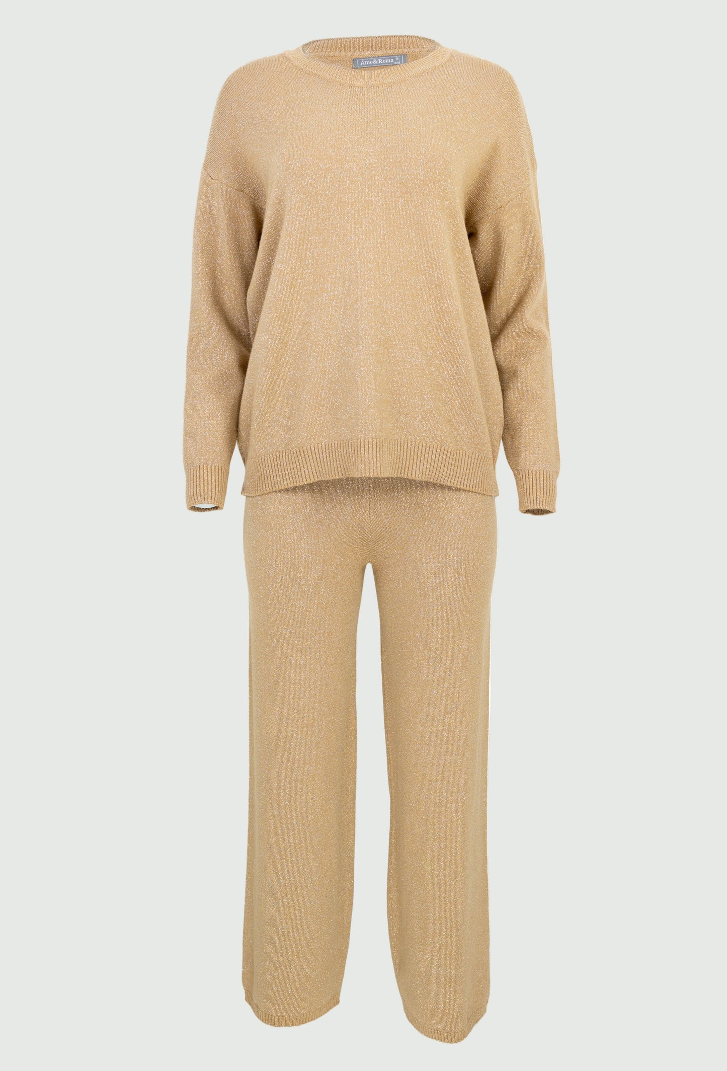 Дамски комплект от фино плетиво в златисто - Sand