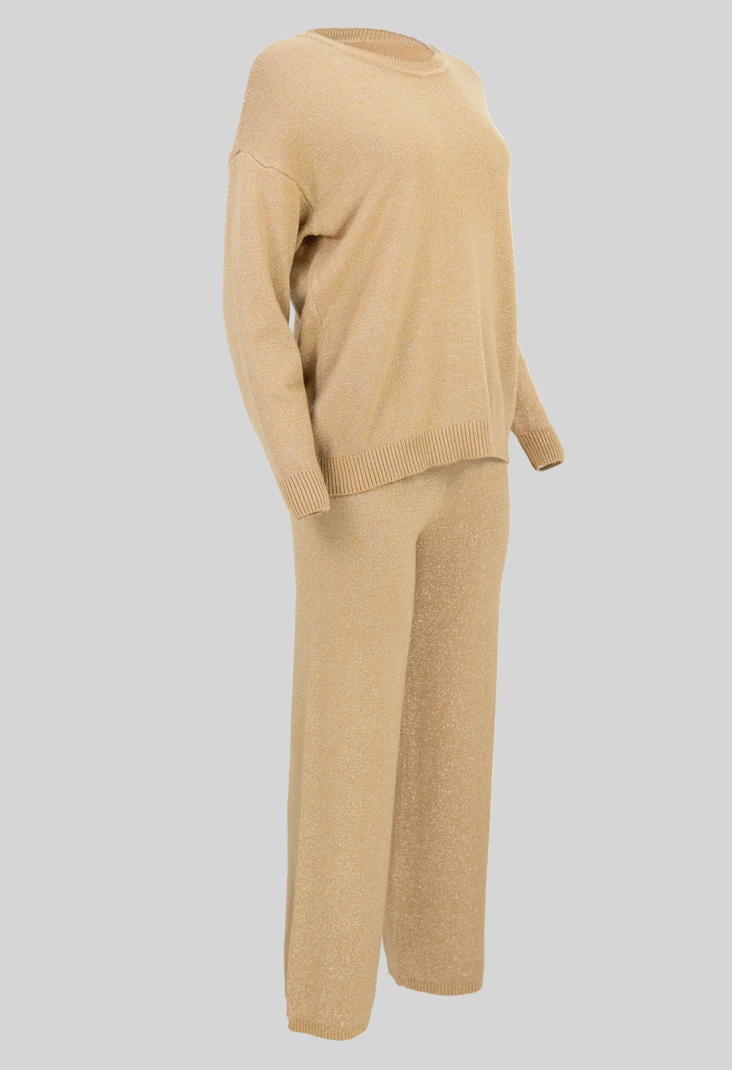 Дамски комплект от фино плетиво в златисто - Sand