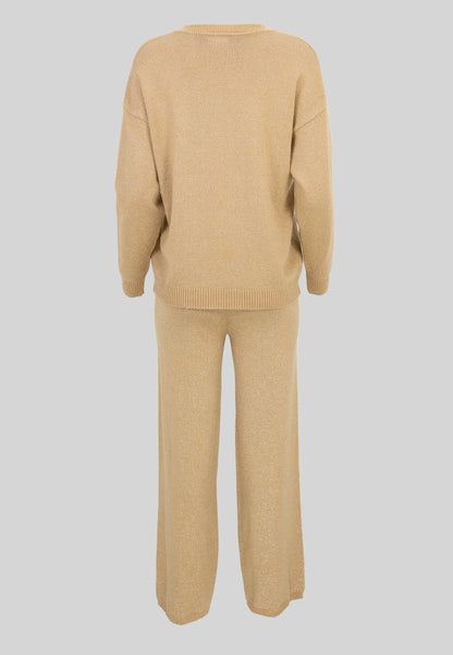 Дамски комплект от фино плетиво в златисто - Sand