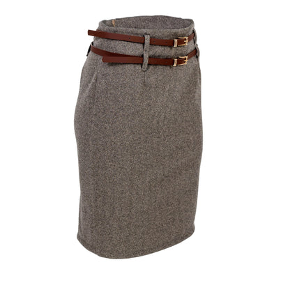 Къса пола тип молив с двоен колан - Alyna