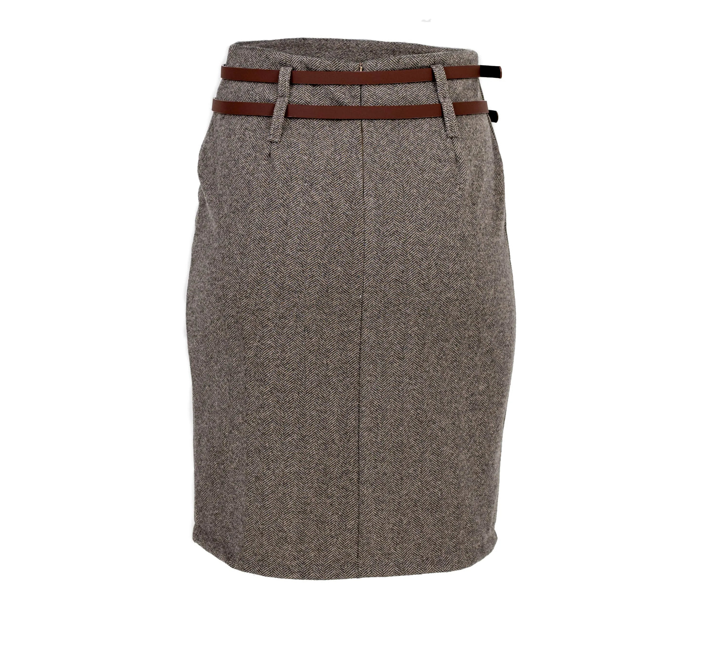 Къса пола тип молив с двоен колан - Alyna