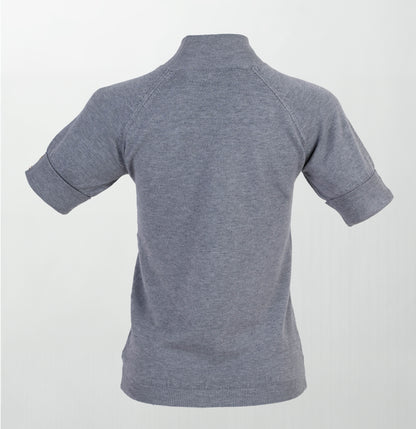 Фин пуловер с полу-поло яка и къс ръкав - Mono Chic