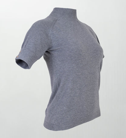 Фин пуловер с полу-поло яка и къс ръкав - Mono Chic