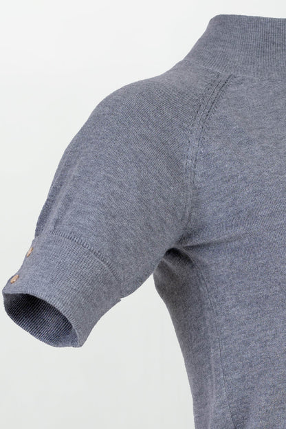 Фин пуловер с полу-поло яка и къс ръкав - Mono Chic