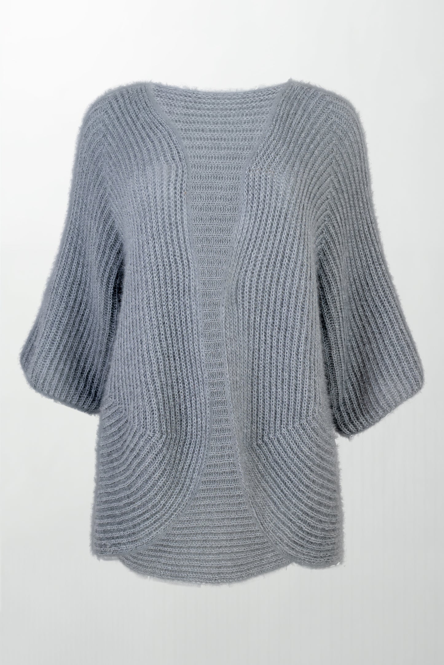 Пухкава плетена жилетка без закопчаване - Silver Pearl