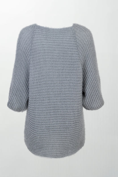 Пухкава плетена жилетка без закопчаване - Silver Pearl