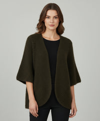 Пухкава плетена жилетка в цвят каки - Forest Cozy