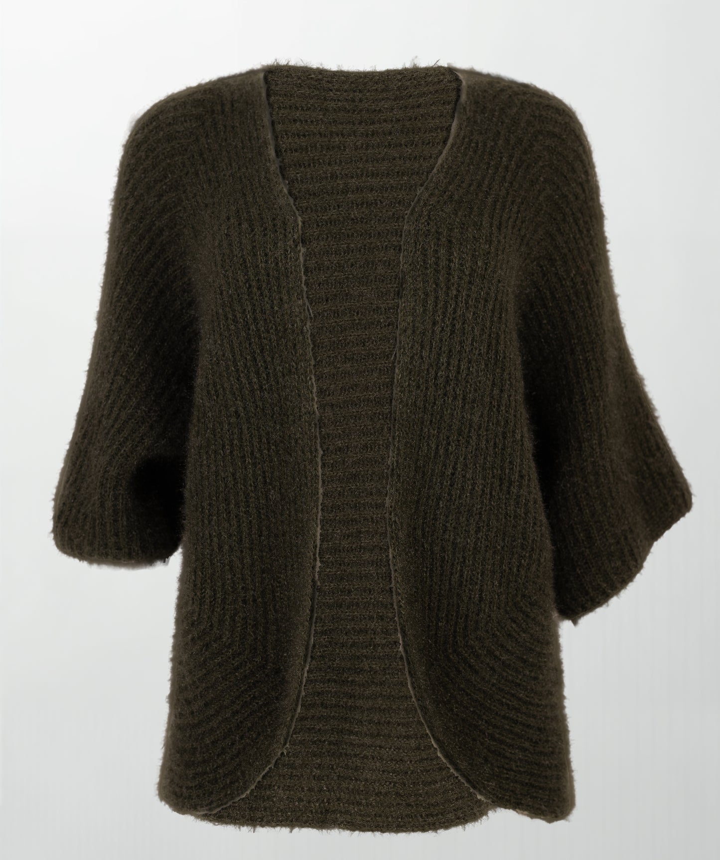 Пухкава плетена жилетка в цвят каки - Forest Cozy