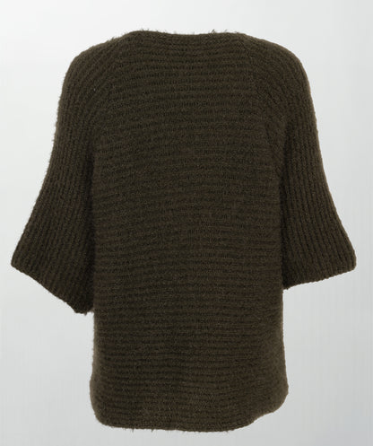 Пухкава плетена жилетка в цвят каки - Forest Cozy