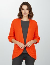 Дамска пухкава жилетка в ярко оранжево - Neon Cozy