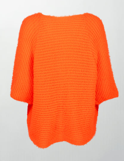 Дамска пухкава жилетка в ярко оранжево - Neon Cozy