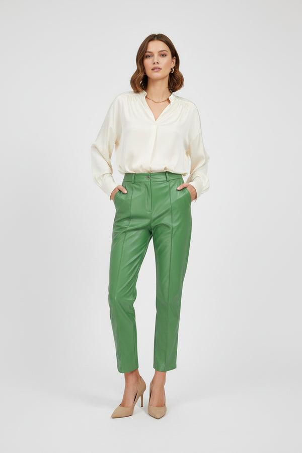 Дамски панталони от изкуствена кожа - Green Edge