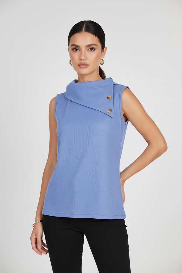 Дамски топ без ръкави с асиметрична яка - Soft Edge