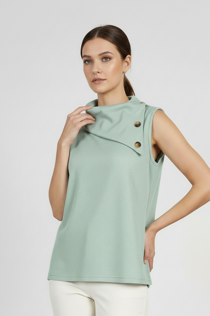 Дамски топ без ръкави с асиметрична яка - Soft Edge