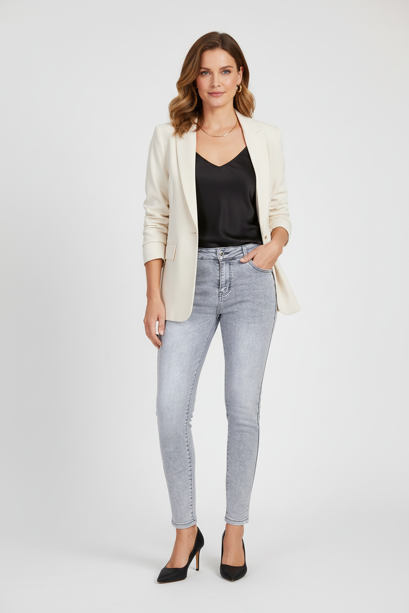 Дамски еластични дънки Plus Size - Silver Fit