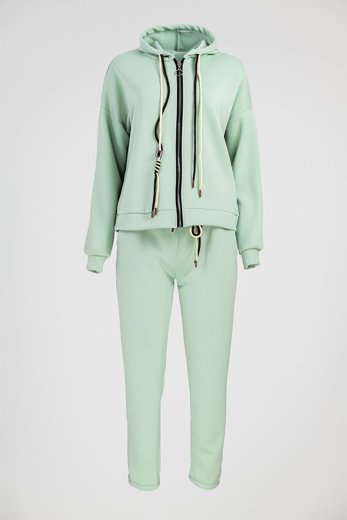 Дамски комплект мента със суичър и панталон  - Sunny Zip Set