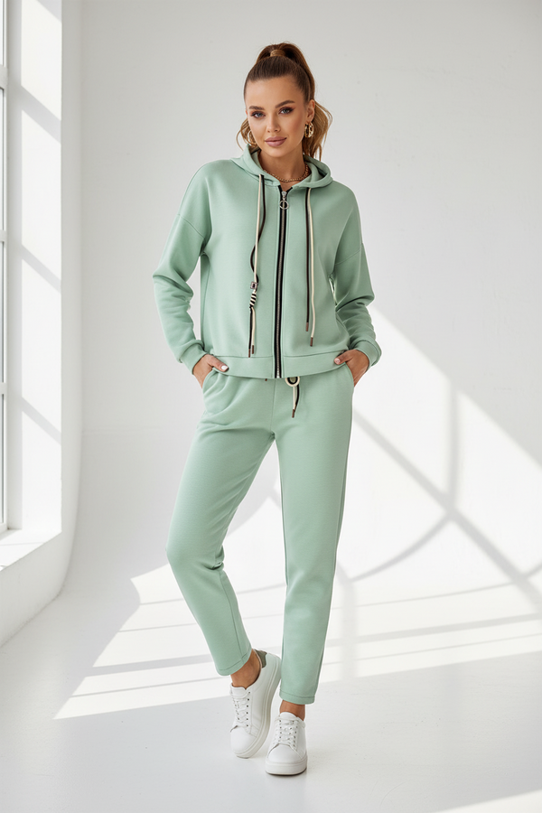 Дамски комплект мента със суичър и панталон  - Sunny Zip Set
