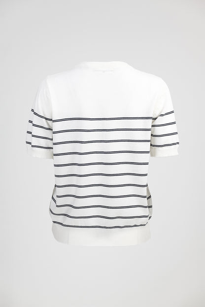 Дамска раирана жилетка с къс ръкав - Noir Riviera