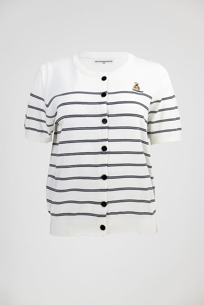 Дамска раирана жилетка с къс ръкав - Noir Riviera