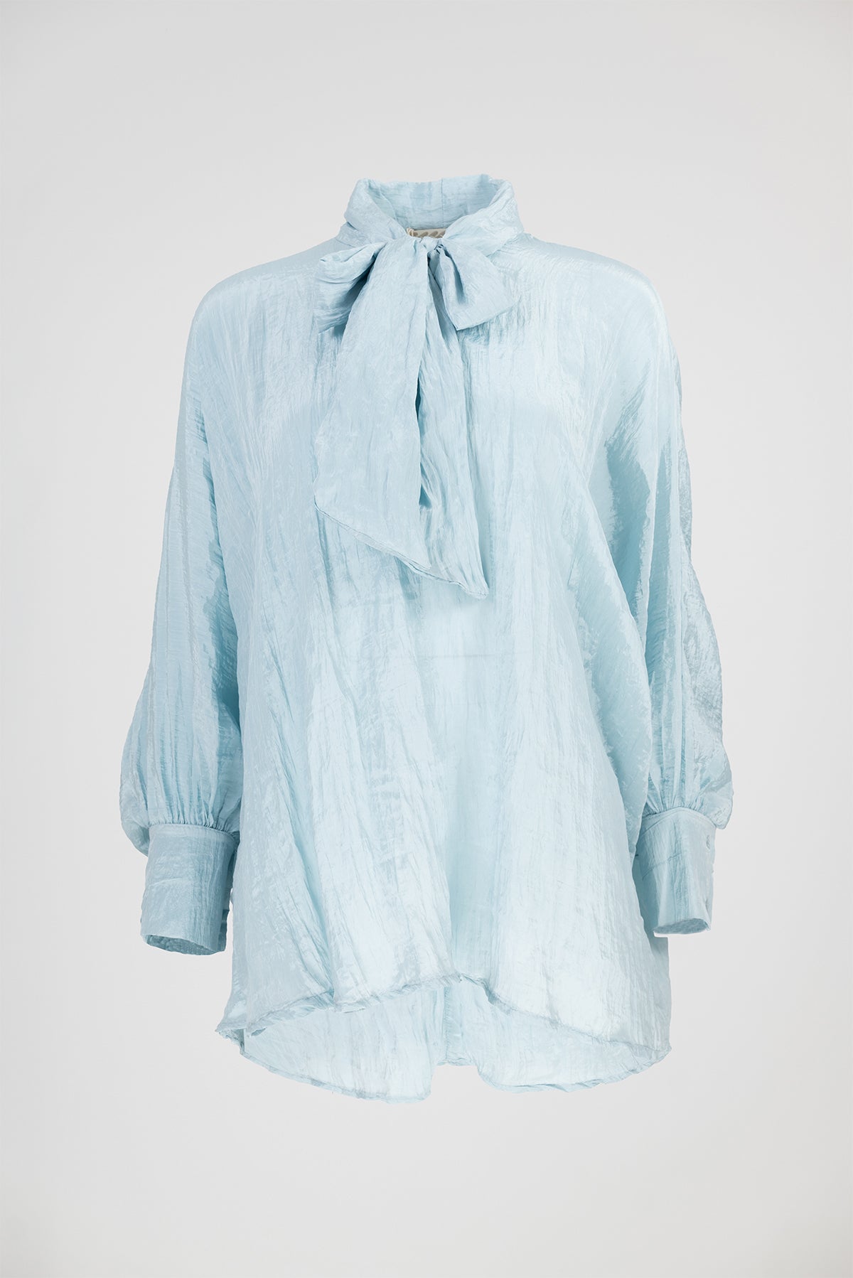 Дамска блуза с панделка на яката и прилеп ръкави – Sky Bow