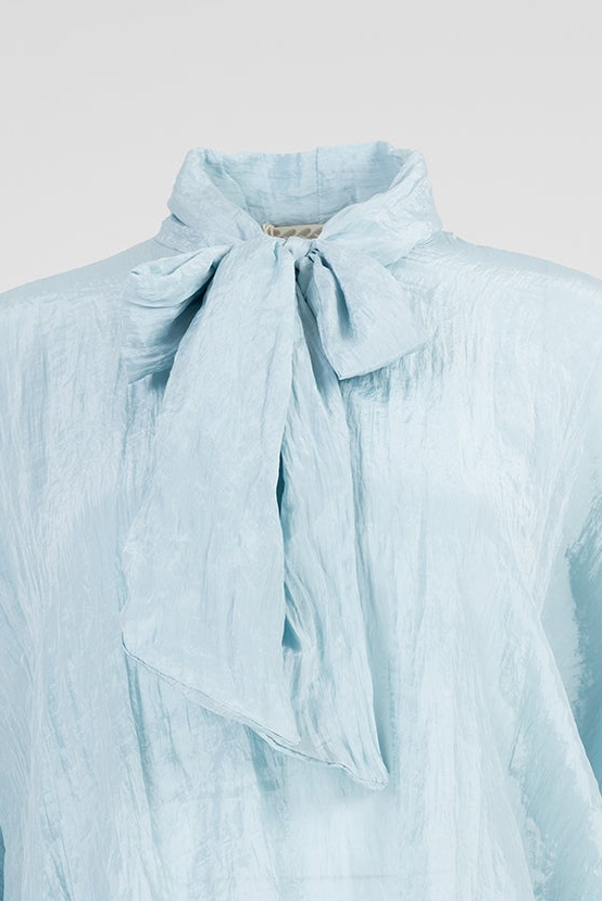 Дамска блуза с панделка на яката и прилеп ръкави – Sky Bow