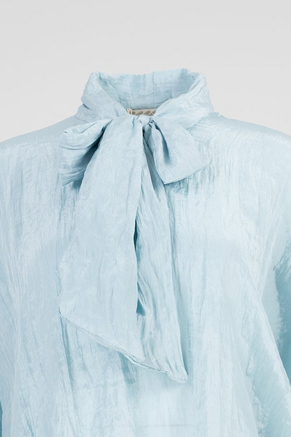 Дамска блуза с панделка на яката и прилеп ръкави – Sky Bow