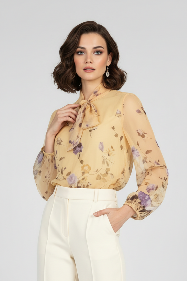 Дамска ефирна блуза с панделка - Soft Sun