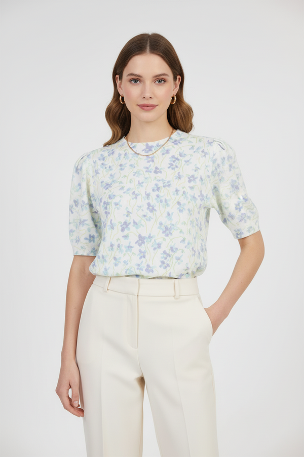 Дамска блуза с къс ръкав - Blue Meadow