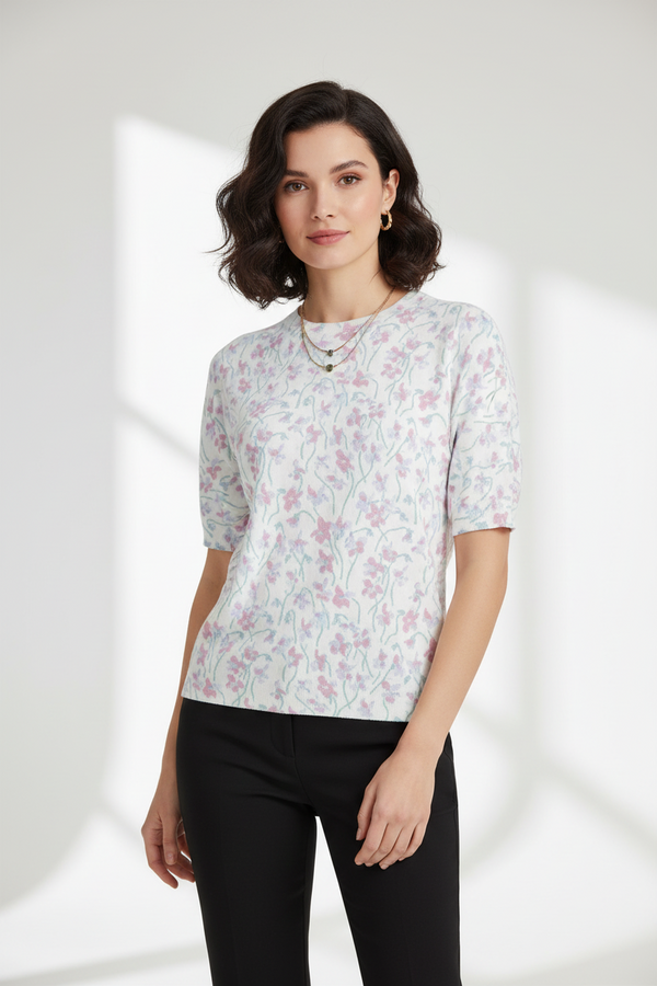 Дамска блуза с къс ръкав - Rosy Bloom