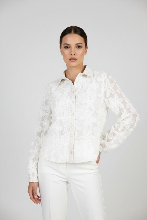 Дамска риза с флорална текстура - 3D Flowers