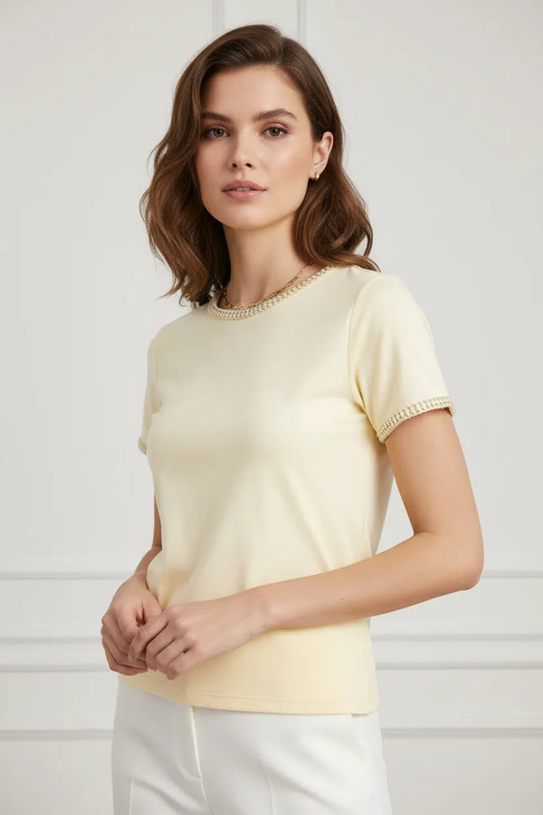 Дамска тениска в пастелно жълто - Golden Chain