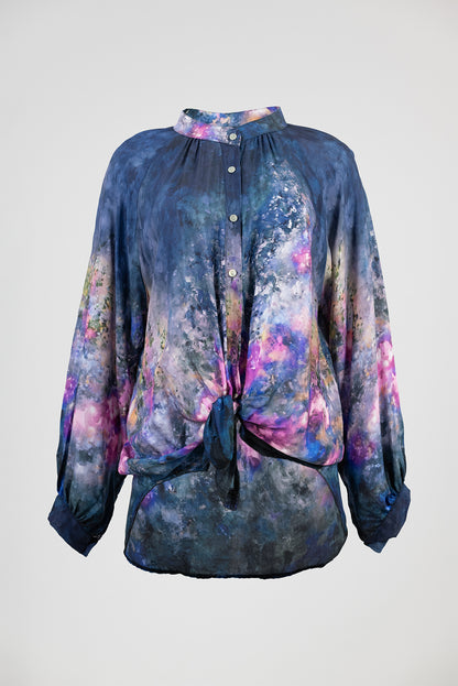 Дамска копринена риза - Nebula Ink