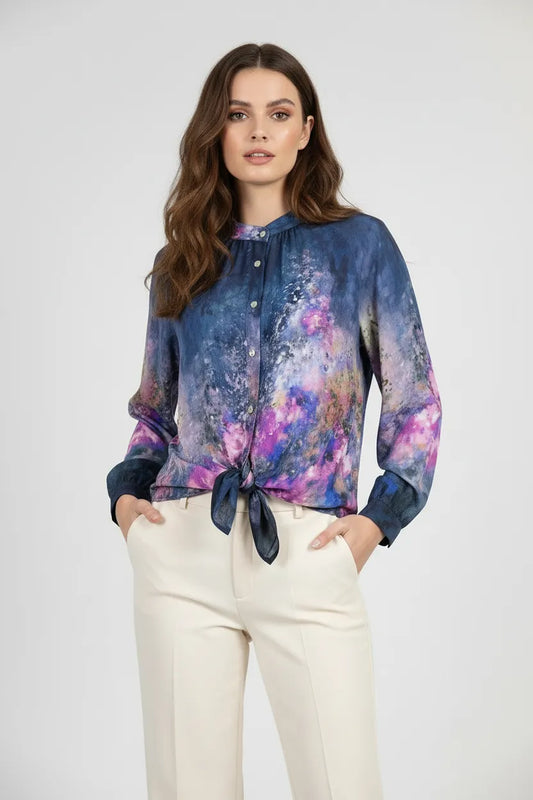Дамска копринена риза - Nebula Ink