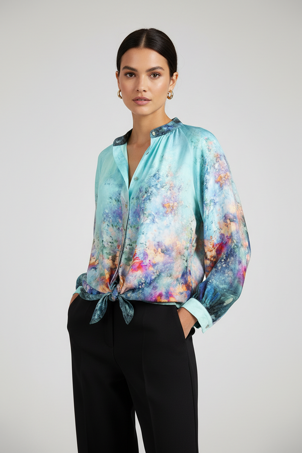 Дамска копринена риза - Aurora Aqua